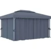 vidaXL - Tuinpaviljoen - Antraciet - Aluminium - 4 x 3 m