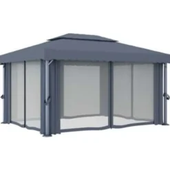 vidaXL - Tuinpaviljoen - Antraciet - Aluminium - 4 x 3 m