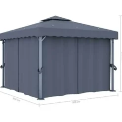 vidaXL - Tuinpaviljoen - Antraciet - Aluminium - 3 x 3 m
