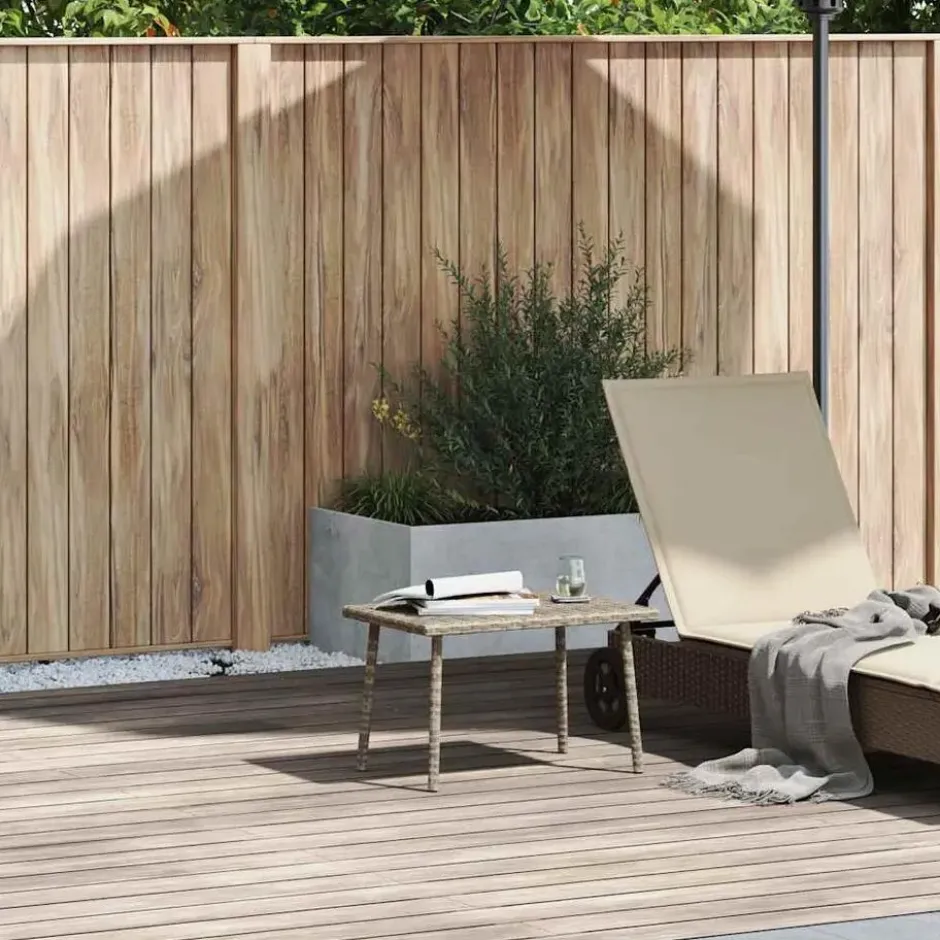 vidaXL - Tuin Salontafel - Grijs - Poly rattan - 60 x 40 x 37 cm