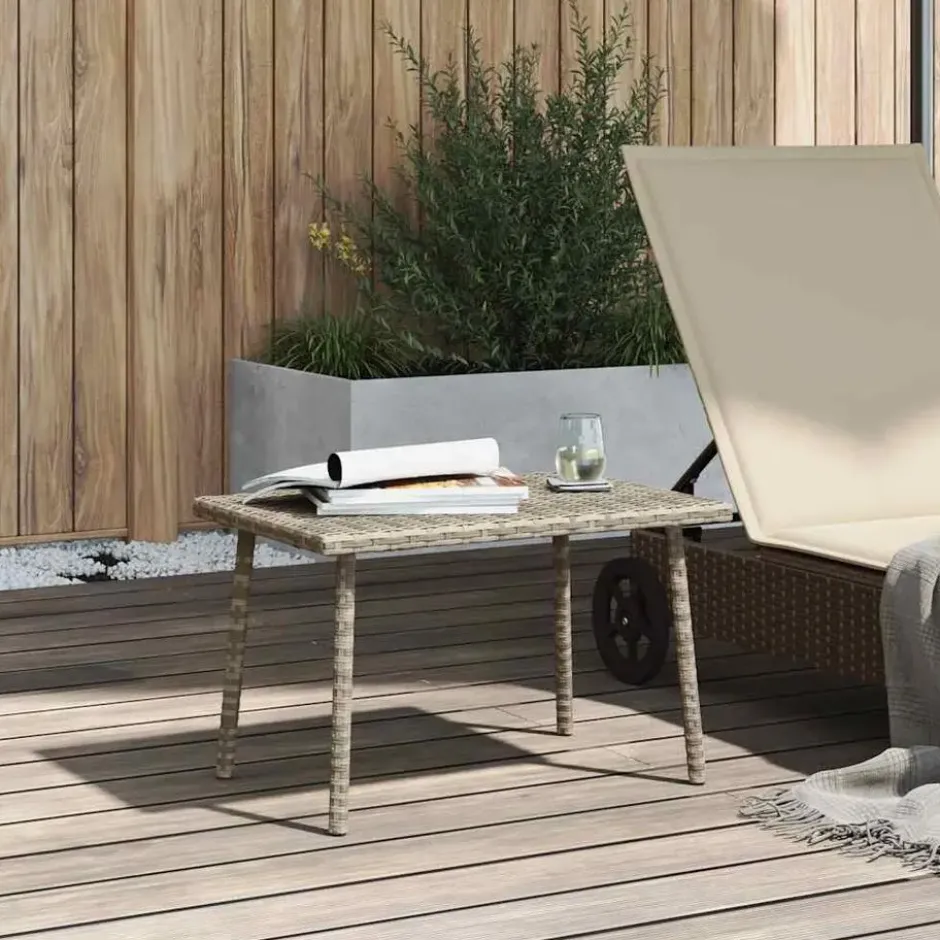 vidaXL - Tuin Salontafel - Grijs - Poly rattan - 60 x 40 x 37 cm