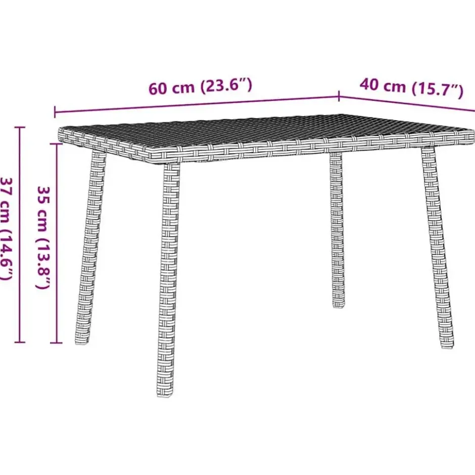 vidaXL - Tuin Salontafel - Grijs - Poly rattan - 60 x 40 x 37 cm