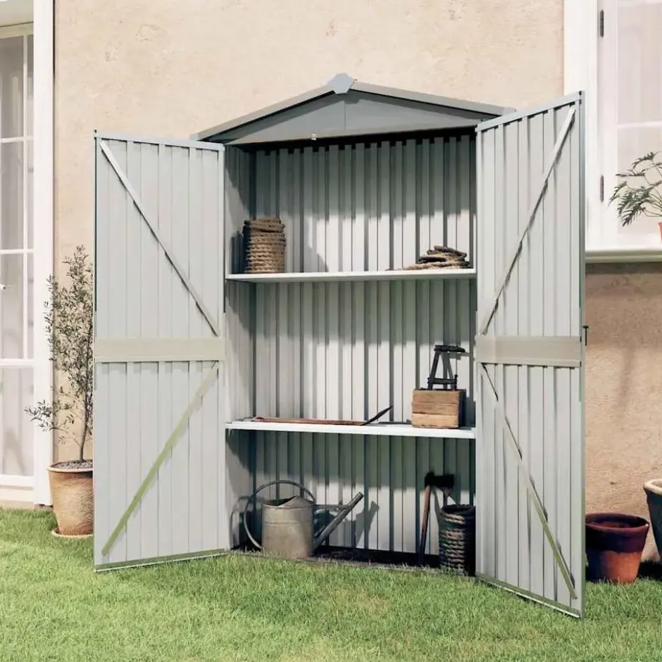 vidaXL - Tuinschuur Gegalvaniseerd Staal Grijs Schuur - 116x45x175 cm