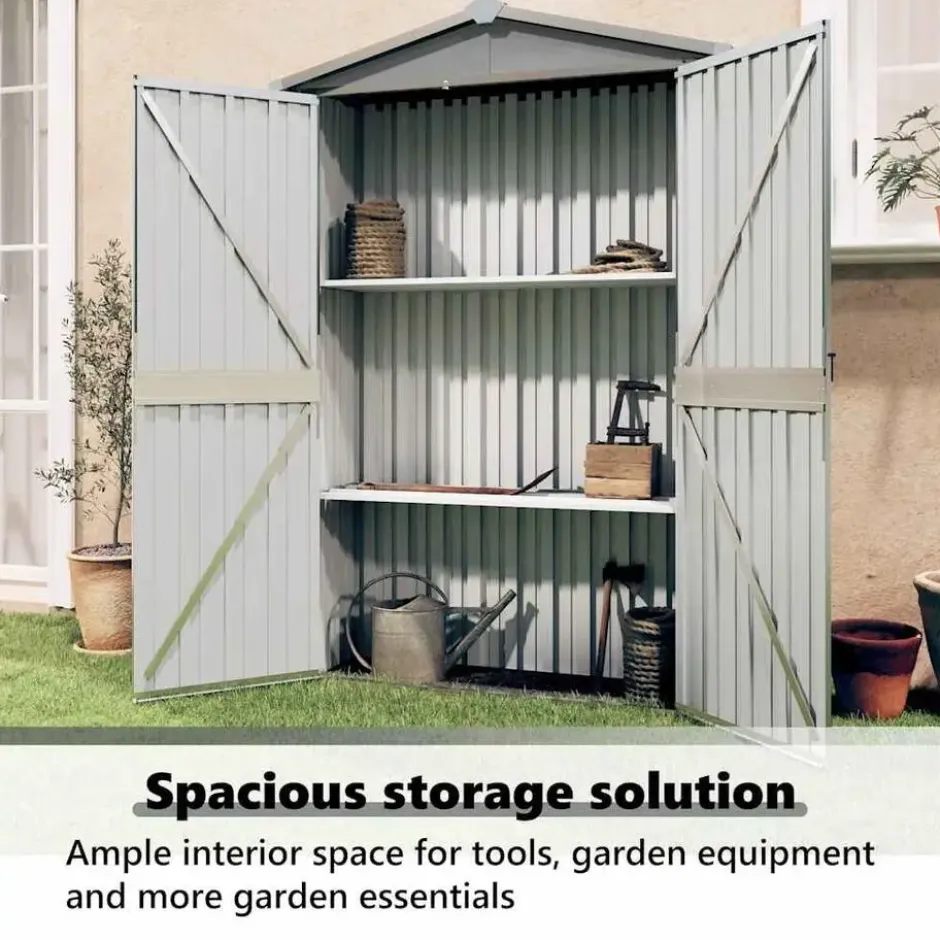 vidaXL - Tuinschuur Gegalvaniseerd Staal Grijs Schuur - 116x45x175 cm