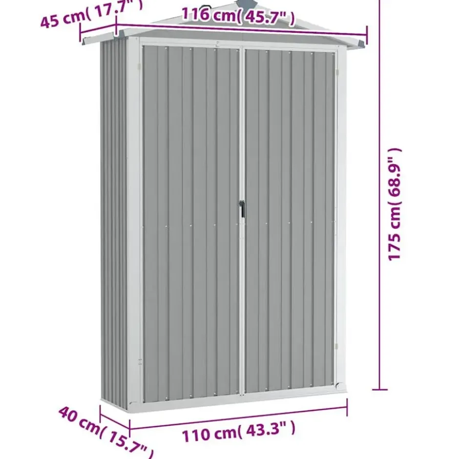 vidaXL - Tuinschuur Gegalvaniseerd Staal Grijs Schuur - 116x45x175 cm