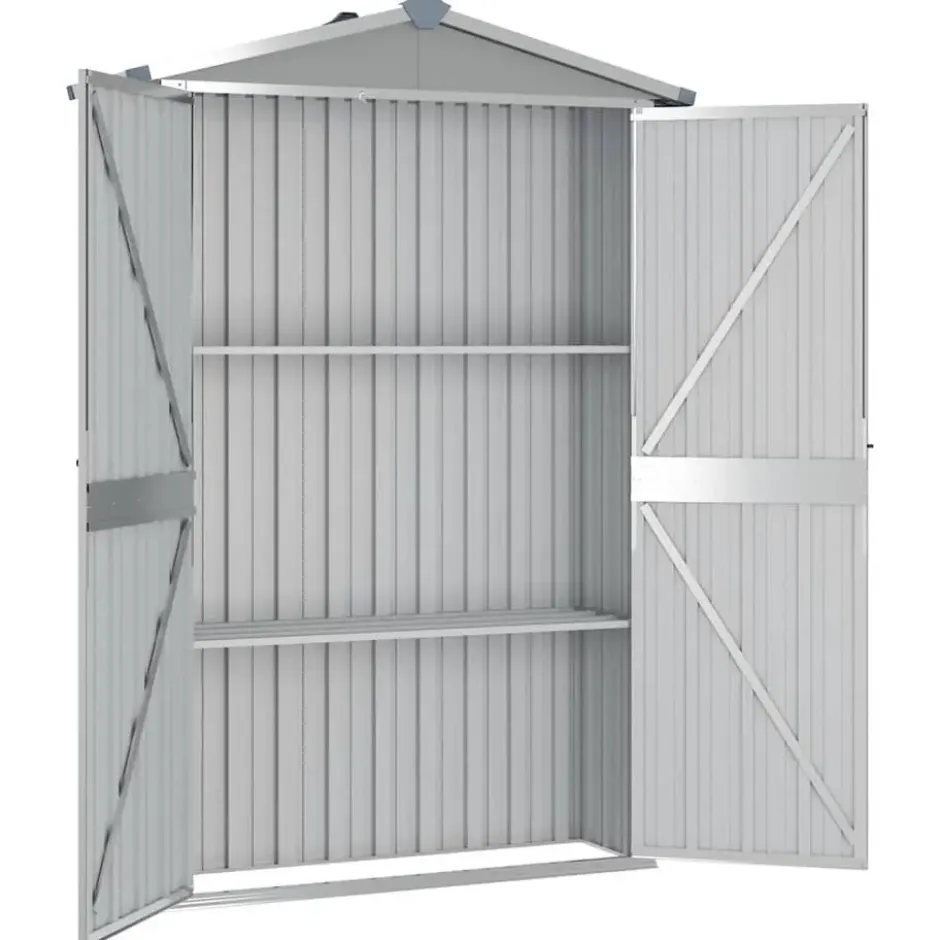 vidaXL - Tuinschuur Gegalvaniseerd Staal Grijs Schuur - 116x45x175 cm
