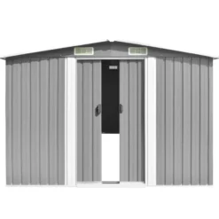 vidaXL - Tuinschuur - Grijs - Staal - 257 x 298 x 178 cm