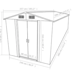 vidaXL - Tuinschuur - Grijs - Staal - 257 x 298 x 178 cm