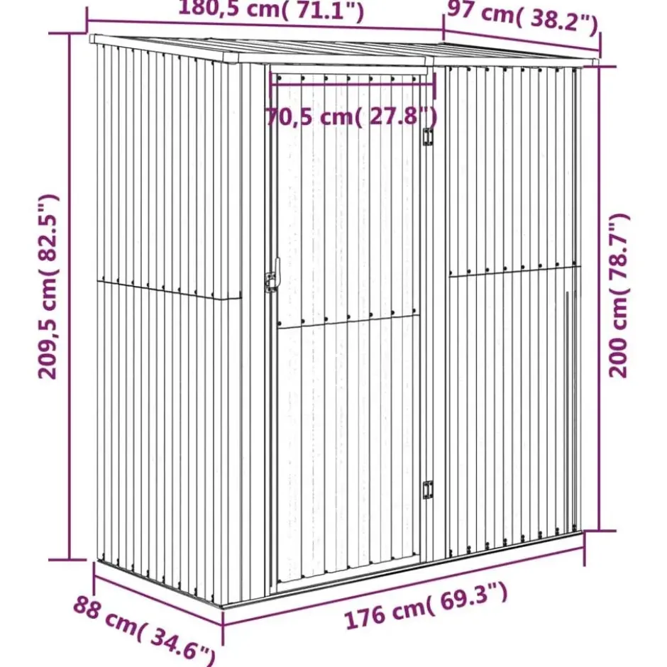 vidaXL - Tuinschuur 180,5x97x209,5 cm gegalvaniseerd staal antraciet schuur