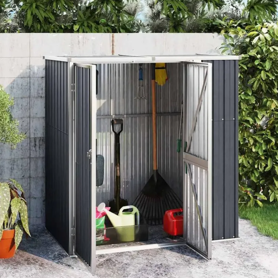 vidaXL - Tuinschuur 161x89x161 cm gegalvaniseerd staal antracietkleurig