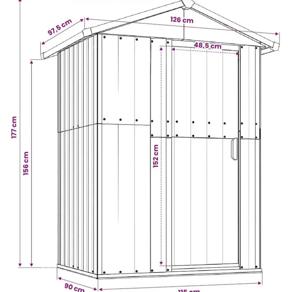 vidaXL - Tuinschuur 126x97,5x177 cm gegalvaniseerd staal groen tuin schuur