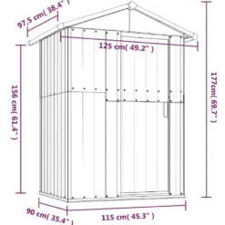vidaXL - Tuinschuur 126x97,5x177 cm gegalvaniseerd staal groen tuin schuur