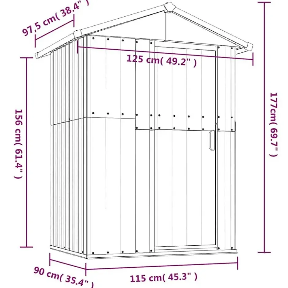 vidaXL - Tuinschuur 126x97,5x177 cm gegalvaniseerd staal groen tuin schuur