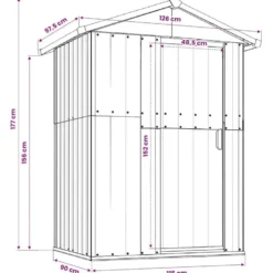 vidaXL - Tuinschuur 126x97,5x177 cm gegalvaniseerd staal Bruin