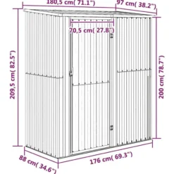 vidaXL - Tuinschuur 180,5x97x209,5 cm gegalvaniseerd staal grijs schuur