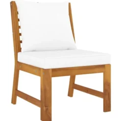 vidaXL - Tuinset - Crème - Acaciahout - 4 stuks - Met kussens