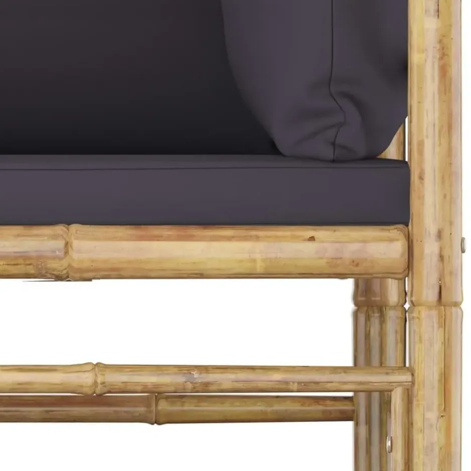 vidaXL - Tuinset - Donkergrijze - Bamboe - 4 stuks - Met kussens