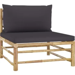 vidaXL - Tuinset - Donkergrijze - Bamboe - 4 stuks - Met kussens