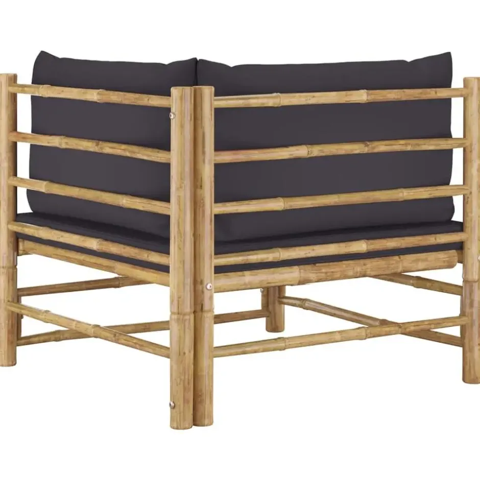 vidaXL - Tuinset - Grijs - Bamboe - 2 stuks - Met kussens