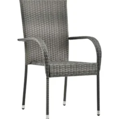 vidaXL - Tuinset grijs - 6 fauteuils en 150x90 cm tafel - Poly rattan en hout