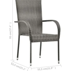 vidaXL - Tuinset grijs - 6 fauteuils en 150x90 cm tafel - Poly rattan en hout