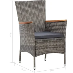 vidaXL - Tuinset - Grijs - Poly rattan - 150 cm tafellengte
