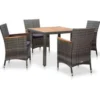 vidaXL - Tuinset - Grijs - Poly rattan - 90 cm tafellengte
