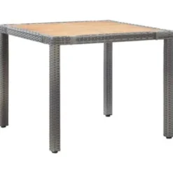 vidaXL - Tuinset - Grijs - Poly rattan - 90 cm tafellengte