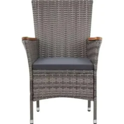 vidaXL - Tuinset - Grijs - Poly rattan - 90 cm tafellengte