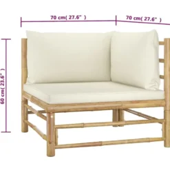 vidaXL - Tuinset - Wit - Bamboe - 2 stuks - Met kussens