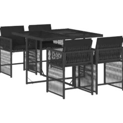 vidaXL - Tuinset zwart kussens - Zwart - PE rattan - 110x106 cm - 5 stuks