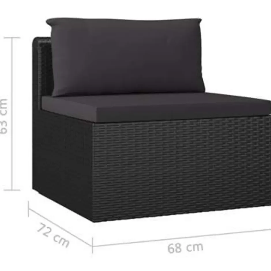 vidaXL - Tuinset - Zwart - Poly rattan
