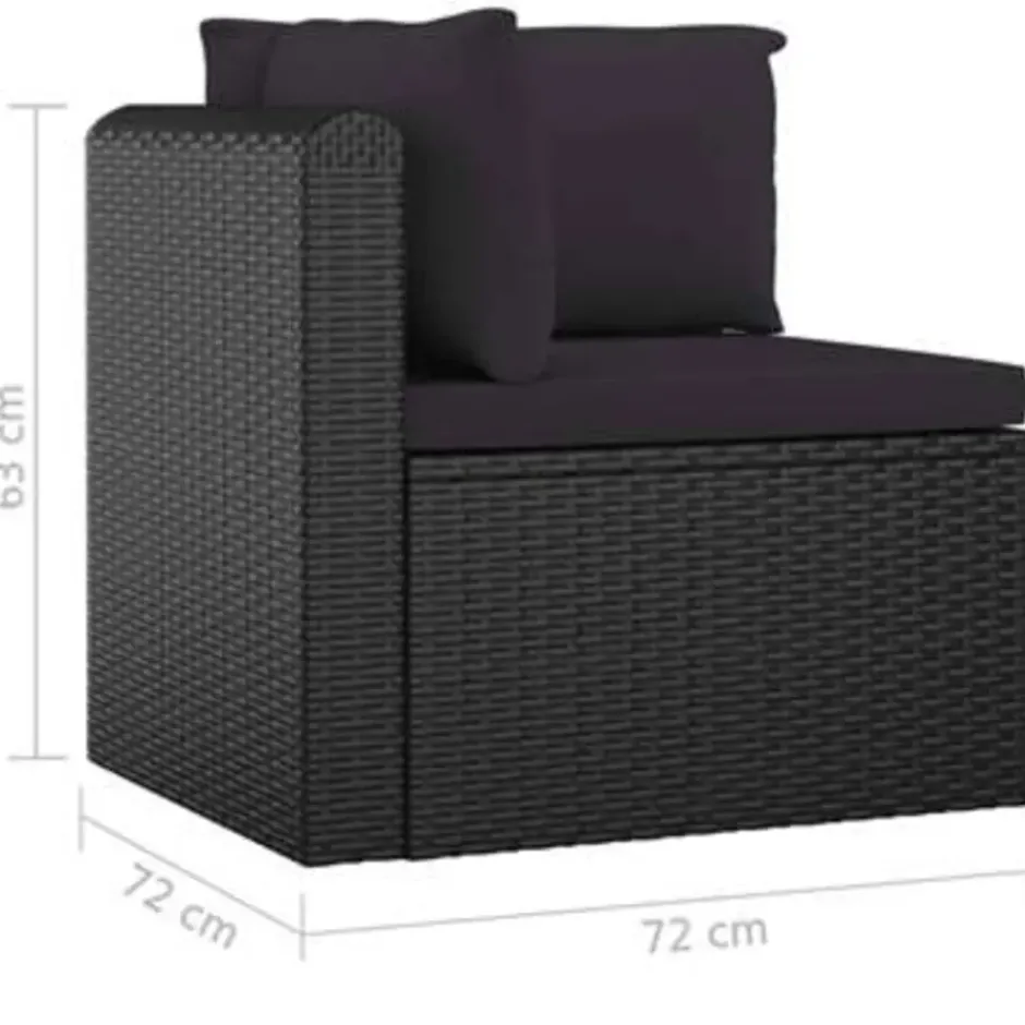 vidaXL - Tuinset - Zwart - Poly rattan
