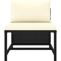 vidaXL - Tuinset - Zwart - Poly rattan - 8 stuks - Met kussens