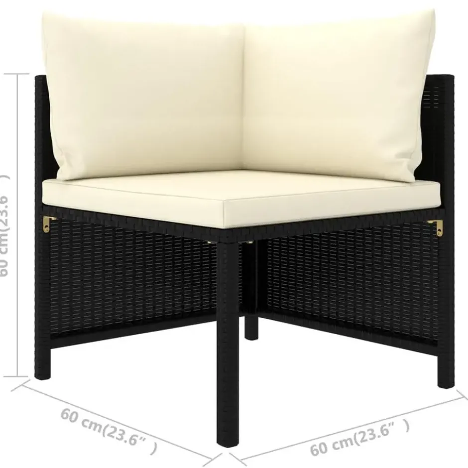 vidaXL - Tuinset - Zwart - Poly rattan - 8 stuks - Met kussens
