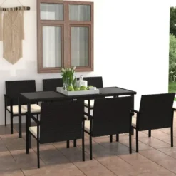 vidaXL - Tuinset - Zwart - Poly rattan - 7 stuks