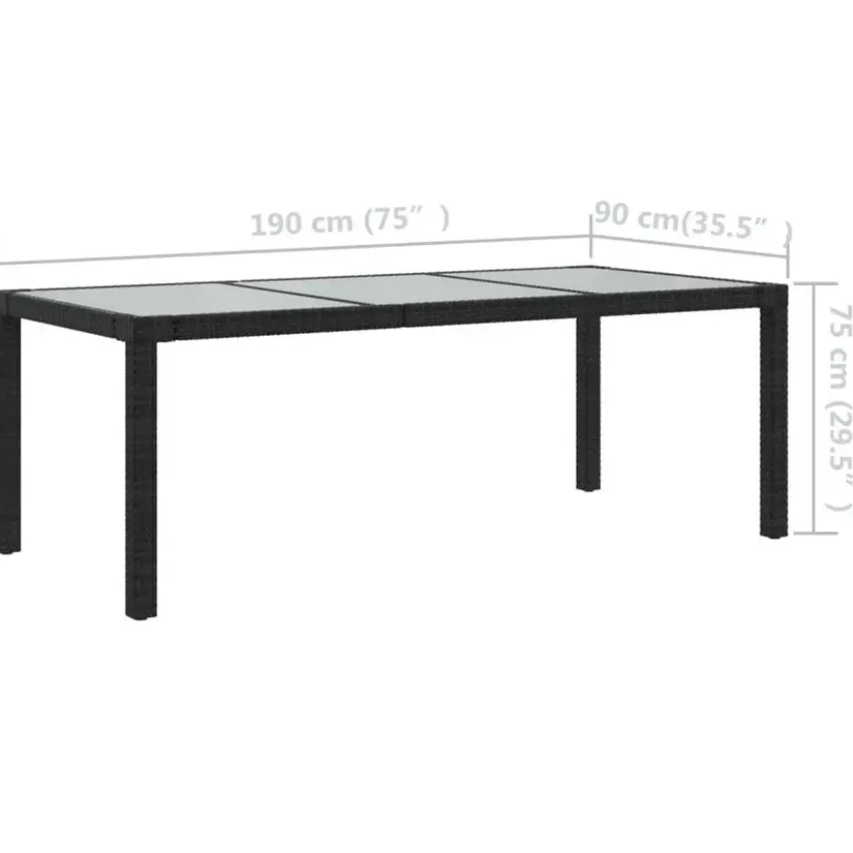 vidaXL - Tuinset - Zwart - Poly rattan - 7 stuks - Met kussens