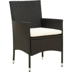 vidaXL - Tuinset - Zwart - Poly rattan - 7 stuks - Met kussens