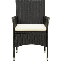 vidaXL - Tuinset - Zwart - Poly rattan - 7 stuks - Met kussens