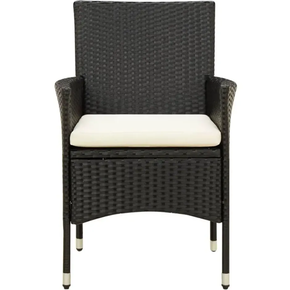 vidaXL - Tuinset - Zwart - Poly rattan - 7 stuks - Met kussens