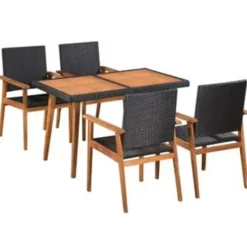 vidaXL - Tuinset - Zwart - Poly rattan