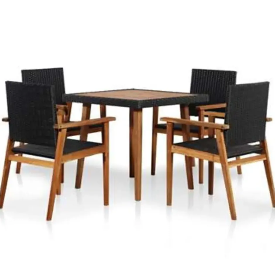 vidaXL - Tuinset - Zwart - Poly rattan