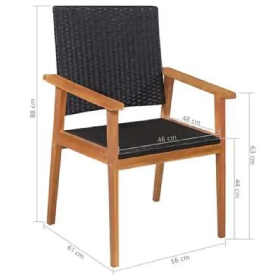 vidaXL - Tuinset - Zwart - Poly rattan
