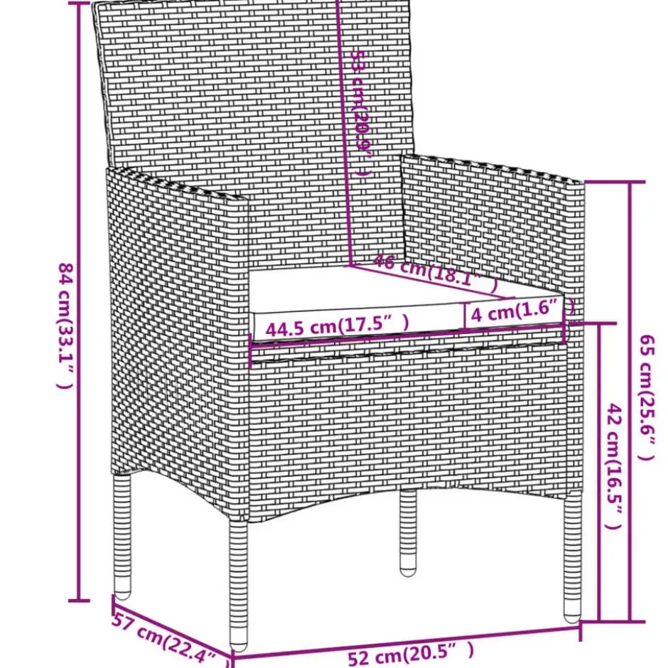 vidaXL - Tuinset - Zwart - Poly rattan - 3 stuks