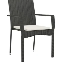 vidaXL - Tuinset - Zwart - Poly rattan - 190 cm - 7 stuks - Met kussens