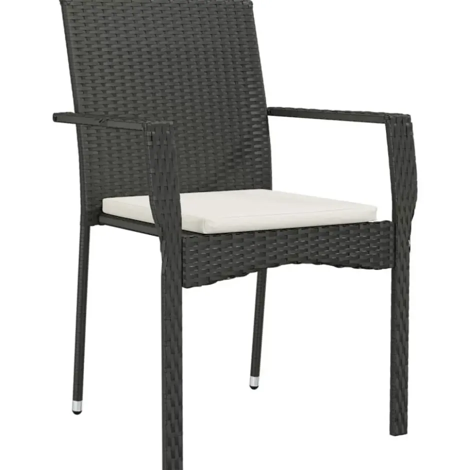 vidaXL - Tuinset - Zwart - Poly rattan - 190 cm - 7 stuks - Met kussens