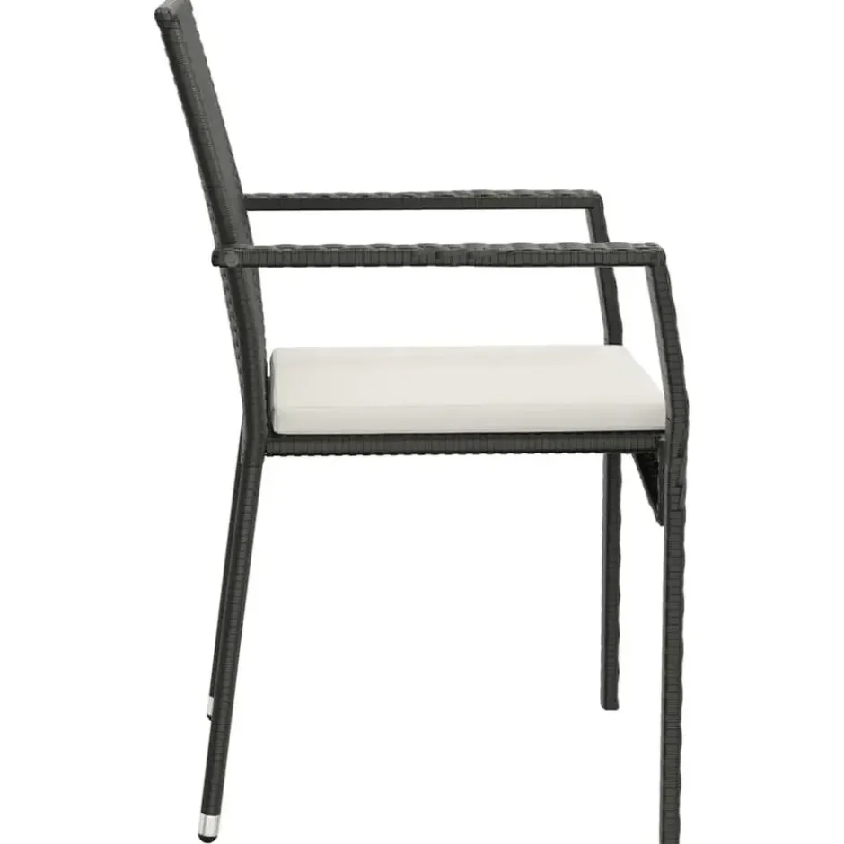 vidaXL - Tuinset - Zwart - Poly rattan - 190 cm - 7 stuks - Met kussens