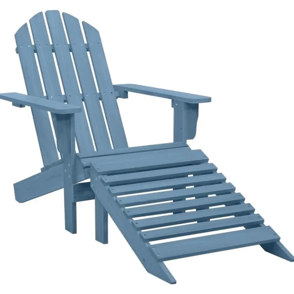vidaXL - Tuinstoel Adirondack - Blauw - Hout - Met voetenbank