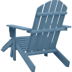 vidaXL - Tuinstoel Adirondack - Blauw - Hout - Met voetenbank