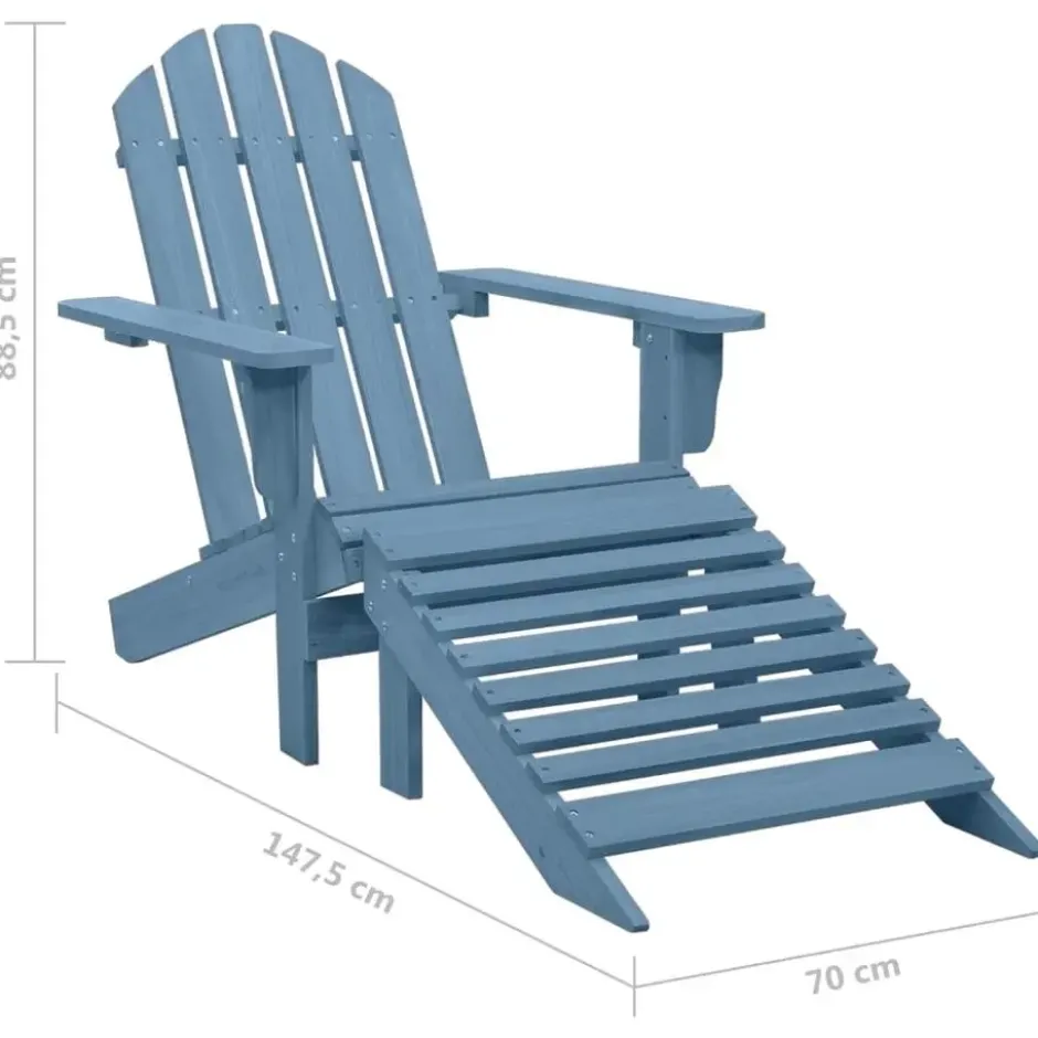 vidaXL - Tuinstoel Adirondack - Blauw - Hout - Met voetenbank
